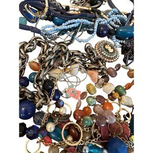 Vintage Costume Jewelry All Wearable ~2 lbs Gemstone Pendant Silver Gold Tone